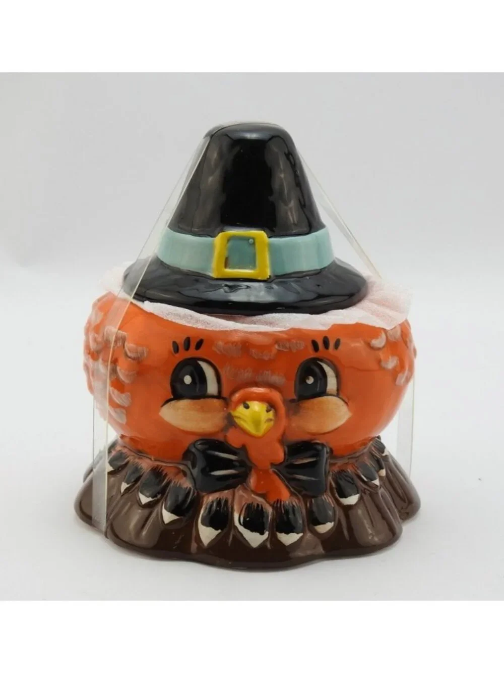Johanna Parker Thanksgiving Turkey Witch Hat Ceramic Cookie Jar Canister 6